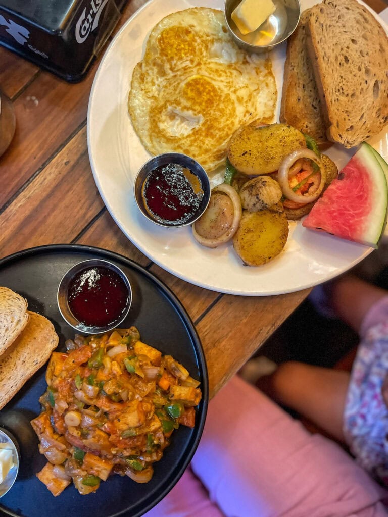 two servings of breakfast in Thamel, Kathmandu