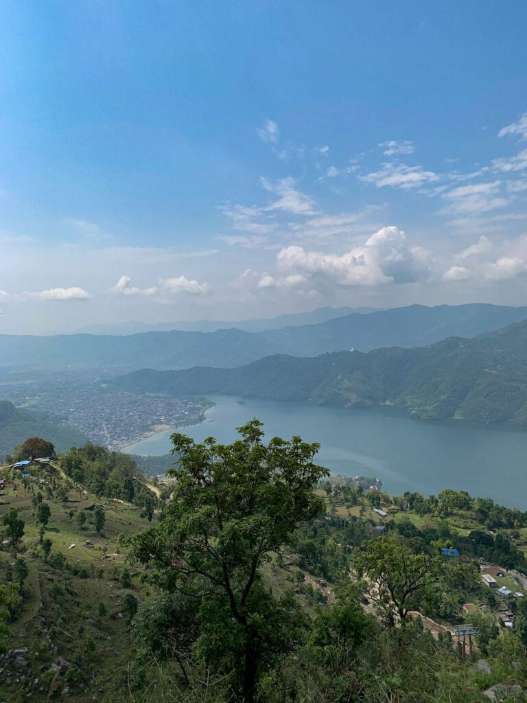 View of Lakeside, Pokhara and the surrounding jungle on a bright and sunny day in Nepal